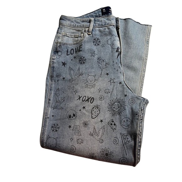 Hollister Ultra High Rise‎ Raw Hem Mom Doodle Jeans Light Wash Stretch Denim 11 - Picture 7 of 15